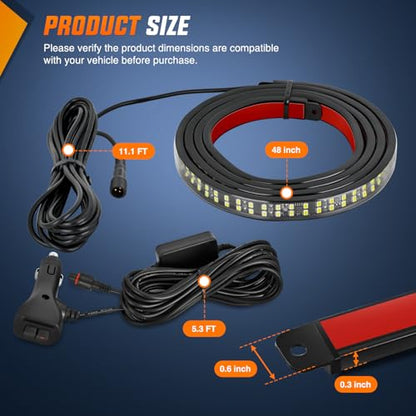 48 Inch 288 LED Tailgate Strobe Light Strip Amber White