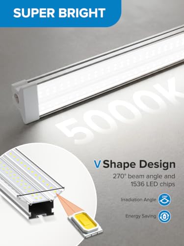 Super Bright 120W 5000K 20000LM Led Shop Lights 8FT Hanging&Surface Mount