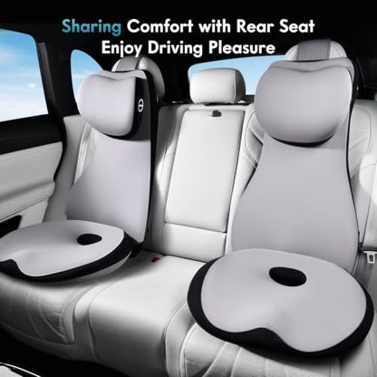 Memory Foam Car Seat Cushion and Lumbar Support Headrest Pillow