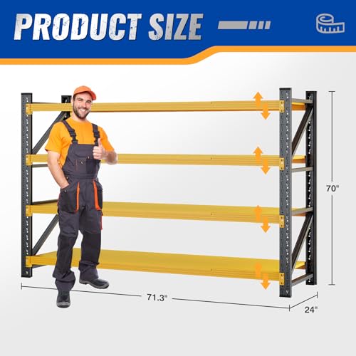 71" W Storage Shelves 5000lbs Garage Metal Shelving Heavy Duty Garage Shelves Adjustable Storage Shelves for Industrial