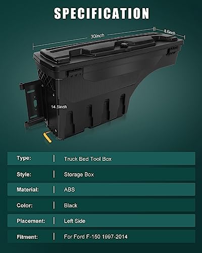 Left Driver Side Truck Bed Tool Box for Ford F