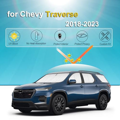 8pcs Thicken Sun Shades for Chevy Traverse 2018 (8 Count)