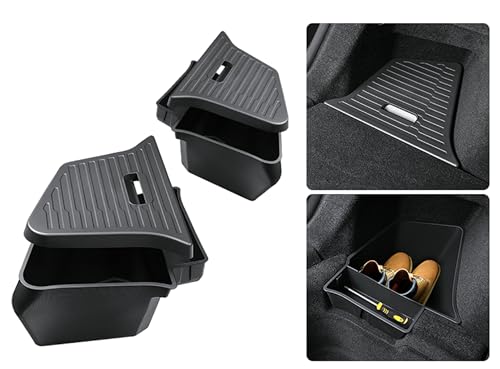 2PCS for 2025 2026 Tesla Model Y Juniper Trunk Organizer Trunk Storage Bins with Lid TPE Waterproof Trunk Storage Box for Model Y Juniper Interior Accessories (2 Count)