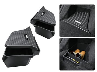 2PCS for 2025 2026 Tesla Model Y Juniper Trunk Organizer Trunk Storage Bins with Lid TPE Waterproof Trunk Storage Box for Model Y Juniper Interior Accessories (2 Count)