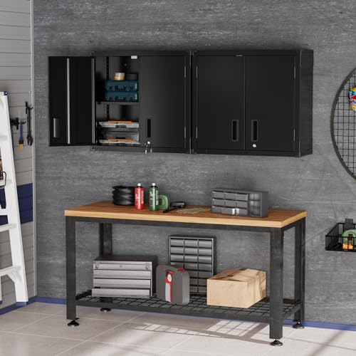 Garage Wall Cabinet with Locking Doors and Adjustable Shelf
