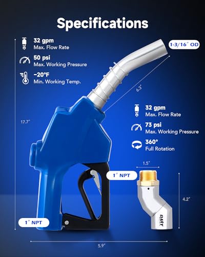 OMT 1" NPT Automatic Fuel Nozzle Kit with 360° Hose Swivel