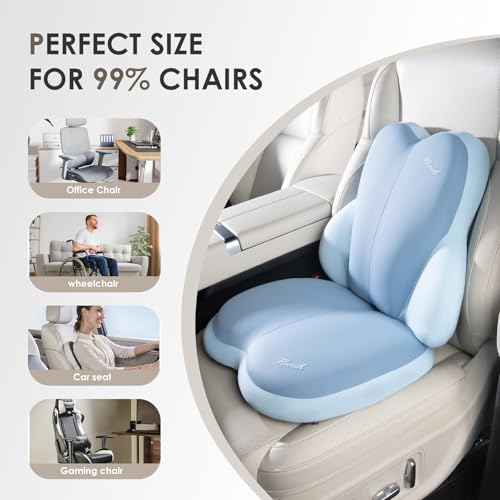 Car Seat Cushion and Back Support for Car Ultrathick Memory Foam Office Chair Cushions with Lumbar Support Pillow for Sciatica & Back & Tailbone Pain Relief