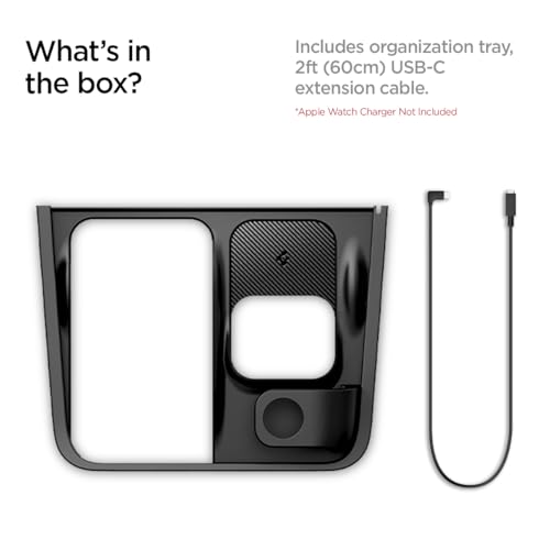 3-in-1 Organizer Mount for Legacy Tesla Model Y 2022-2024 & Model 3 2022-2023 (Watch Charger Not Included) - Uses Tesla Wireless Charging Pad - for iPhone, AirPods, Apple Watch