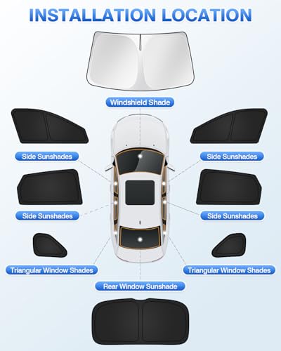 Sunshades for Hyundai Kona 2024 2025 2026 Accessories Windshield Sun Shade Side Rear Window Shade Cover Sun Visor Shield Privacy Protection Keep Vehicle Cool Black 8PCS (8 Count)