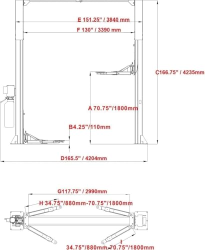 12000lbs Two Post Lift Auto Lift 2