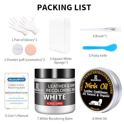 8.5oz Leather Recoloring Balm with 100ml Mink Oil