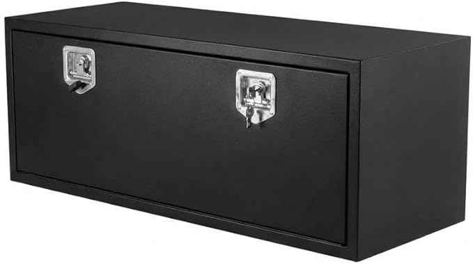 24 in Truck Tool Box Black Steel Truck Storage Tool Box,24 in x 18 in x 18 in Heavy Duty Underbody Tool Chest Organizer w/Lock and Keys, Weather-Resistant for Pickup, Truck Bed, RV, Trailer