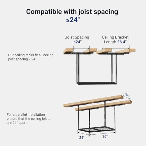 2x3 Overhead Garage Ceiling Storage Rack Organization