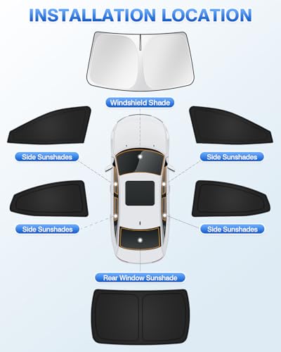 Sunshades for 2025 2026 Toyota Camry Accessories Windshield Sun Shade Side Rear Window Shade Cover Sun Visor Shield Privacy Protection Keep Vehicle Cool Black 6PCS (6 Count)