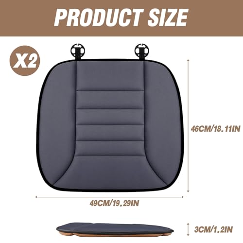 2PCS Car Seat Cushion Pad 1.2" Thick Comfort Seat Protector for Car Driver Seat Office Chair Home Use Memory Foam Seat Cushion with Non Slip Bottom
