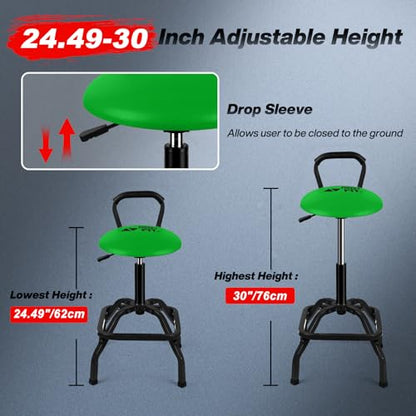 Garage Stool Adjustable Height Swivel Work Mechanic Shop Stool with Backrest