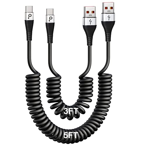 USB Type C Coiled Cable Fast Charging (2 Count)