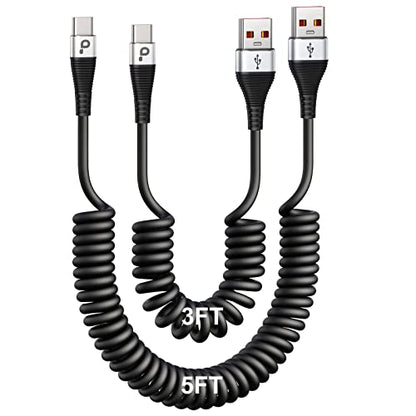 USB Type C Coiled Cable Fast Charging (2 Count)