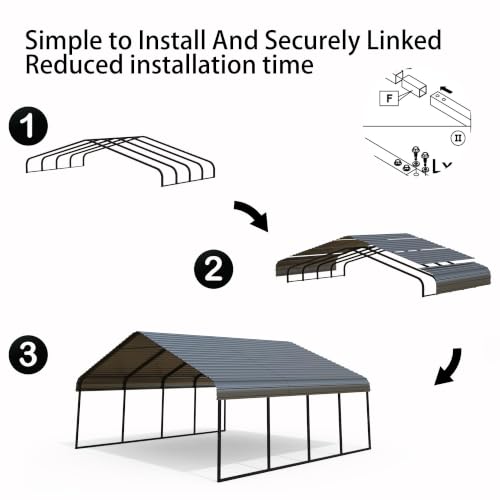 20x20FT Metal Carport with Vertical Roof
