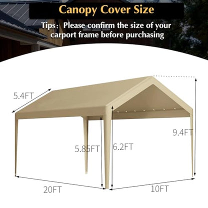 10 x 20 FT Carport Replacement Cover (192 Ounce)