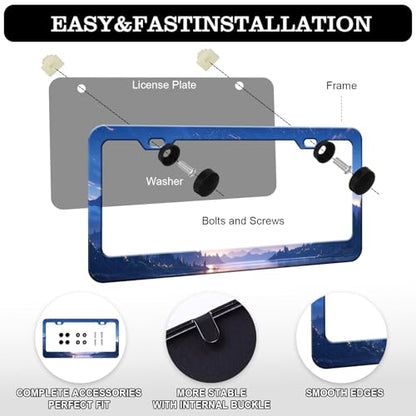 Starry Sky Mountain License Plate Frames