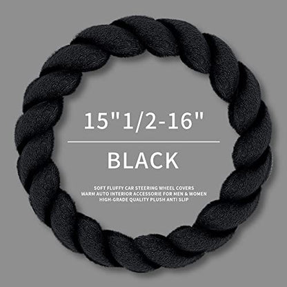 Luxury Fluffy Winter Car Steering Wheel Cover for Women Soft Warm Cute Auto Handle Cover for Jeep