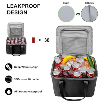 Car Trunk Organizer and Storage with Lid & Removable Leakproof Cooler Bag
