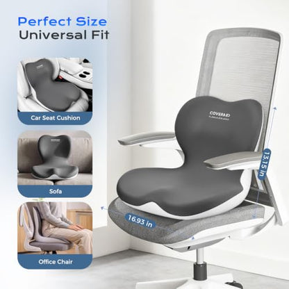 Car Seat Cushion and Lumbar Support Pillow One Piece