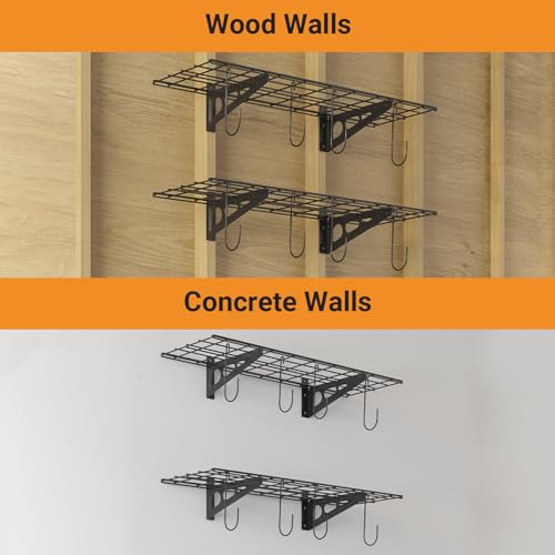 2 Pack 1x3 ft Garage Shelving with 8 Bike Hooks (2 Count)