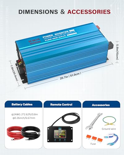 4000 Watt Pure Sine Wave Power Inverter DC 12V to 110
