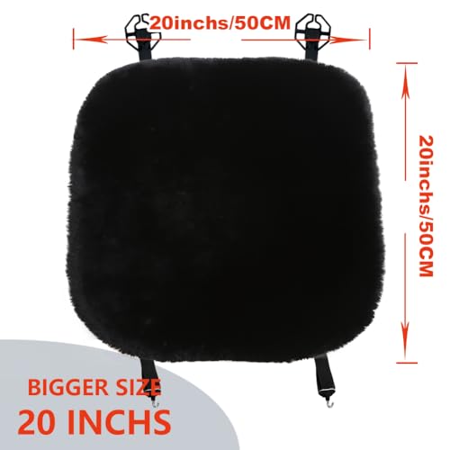 2 Pack Black Fuzzy Sheepskin Car Seat Covers for Soft Genuine Wool Cushion (2 Count)