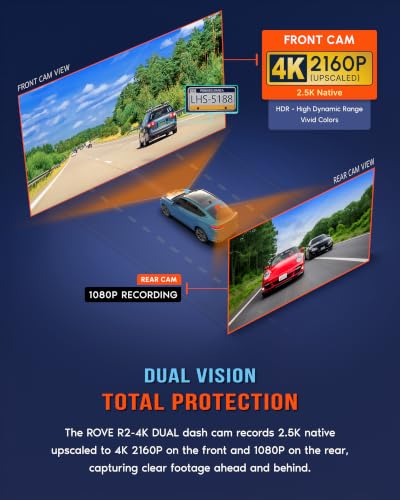 R2 4K Dual Dash Cam Front and Rear