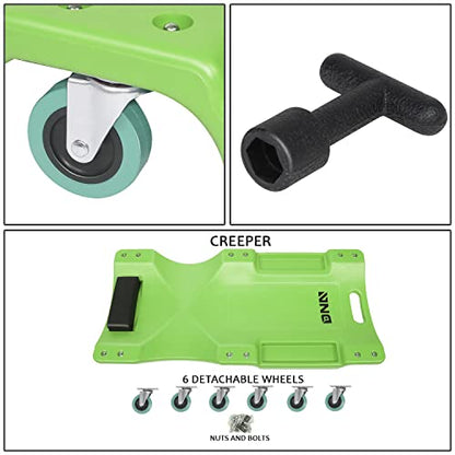 40Inch Low Profile Plastic Rolling Garage Shop Creeper with Padded Headrest