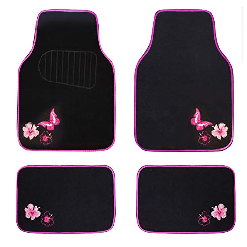 Embroidery Butterfly and Flower Car Floor Mats