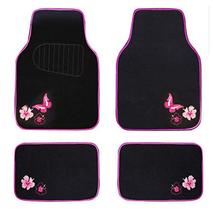 Embroidery Butterfly and Flower Car Floor Mats
