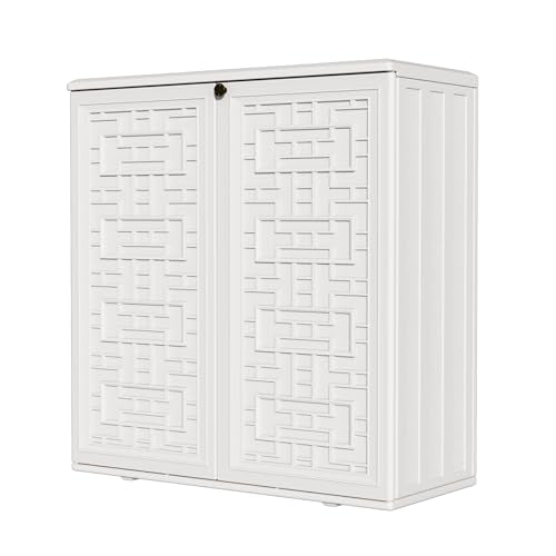 Indoor Outdoor Storage Cabinet with Doors and Shelf