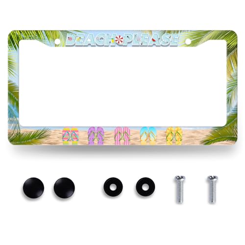 Beach Please License Plate Frame Stainless Steel Hawaii License Holder