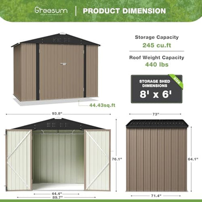 8x6FT Outdoor Storage Shed