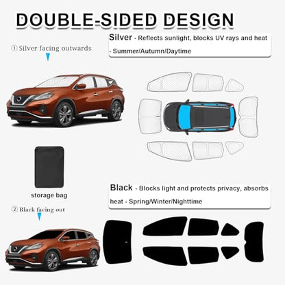 8pcs Thicken Sun Shades for Nissan Murano 2015 (8 Count)