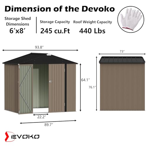 8x6 FT Outdoor Storage Shed
