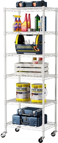 6 Small Wire Shelves Kitchen Pantry Close Home Organizers and Storage Bathroom Shelf Laundry Room Organization Adjustable Book Metal Garage Shelving Unit (6 Count)