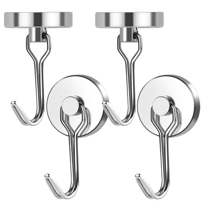 Magnetic Hooks Heavy Duty 80LB+ Swivel Swing Strong Magnetic Hook (4 Count)