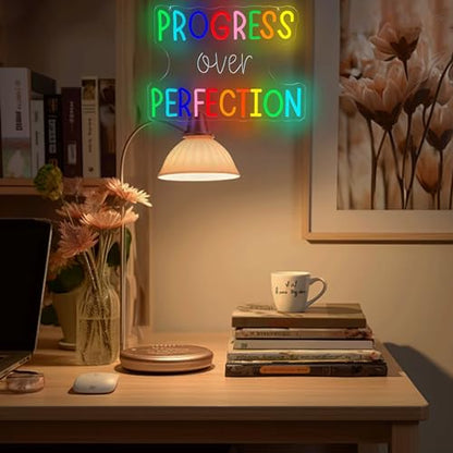 Progress Over Perfection Neon Sign for Classroom