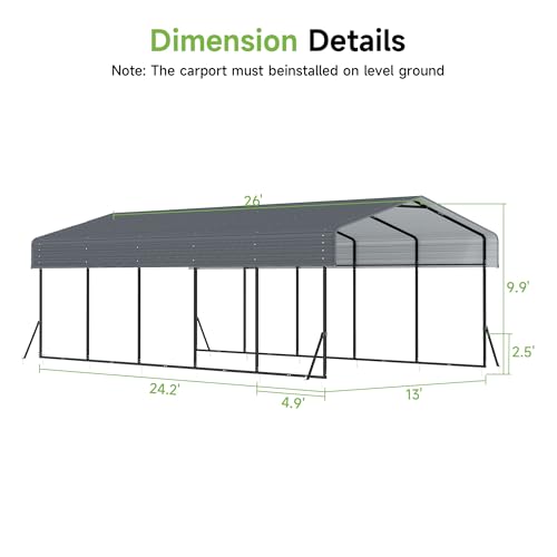 13x26 FT Heavy Duty Metal Carport