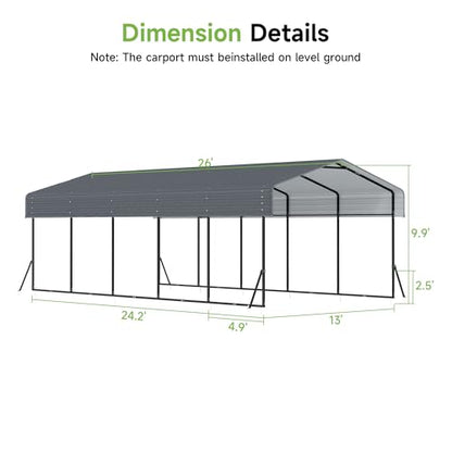 13x26 FT Heavy Duty Metal Carport