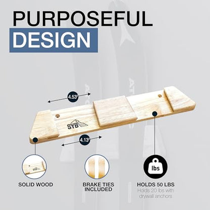 Horizontal Wood Ski Rack Wall Mount