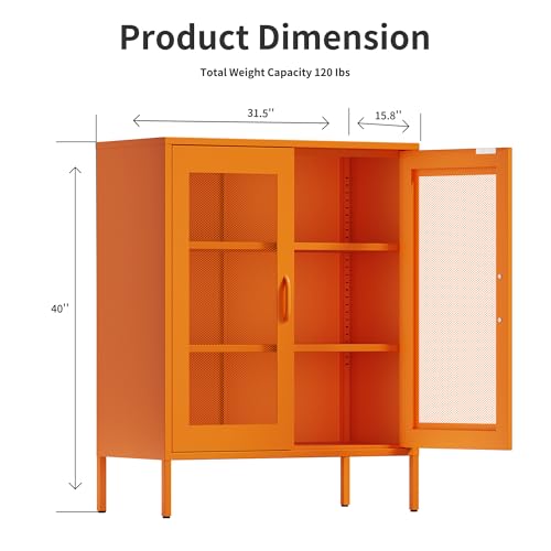 Metal Storage Cabinet with Mesh Doors