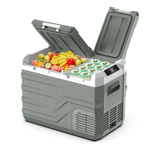 12 Volt Refrigerator Portable Refrigerator for Car 33 Quarts Car Fridge Portable 12V Dual Zone Fridge Freezer 12