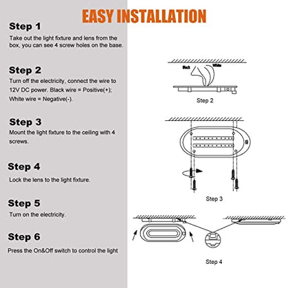 Dual Tone 12Volts Bright RV LED Interior Light with Switch