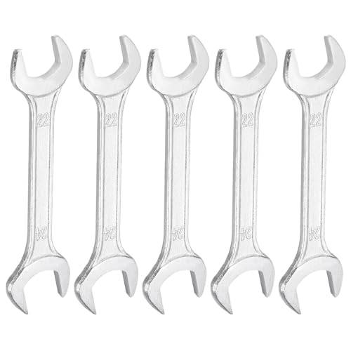 5pcs Double Open End Wrench 22mm x 24mm Metric 15 Degree Offset Angle Small Flat Head Wrench Galvanizing Open Ended Spanner for Automotive Repair Furniture Assembly (5 Count)